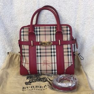 Burberry Red Minford Tote Haymarket